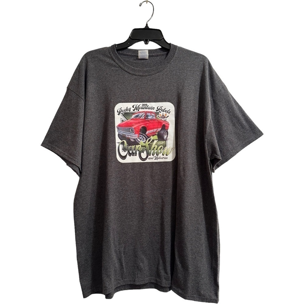 Rocky Mountain Rebels Car Show & Autocross Gray Tee Shirt W/ Red Truck, Men’s XL